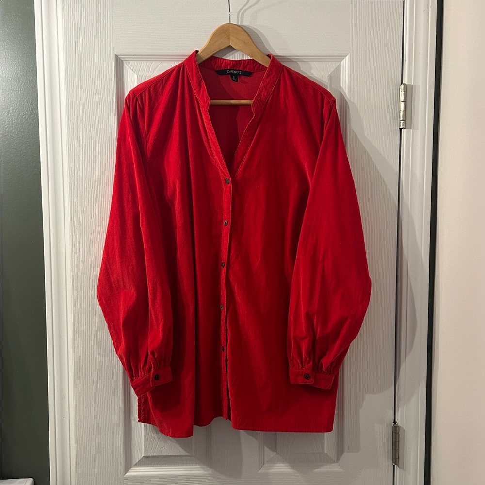 CHADWICKS 100% Cotton Corduroy Collarless Button Up